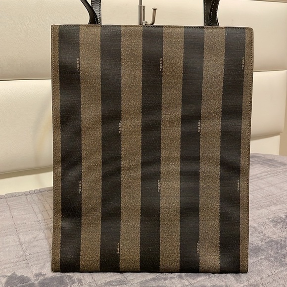 Fendi Vintage Logo Stamp Pequin Coated Canvas Shoulder Bag - Picture 4 of 15